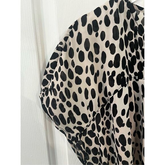 Talbots Cap Sleeve Belted Abstract Leopard Print V-Neck Midi Dress sz 16 EUC - Picture 4 of 7